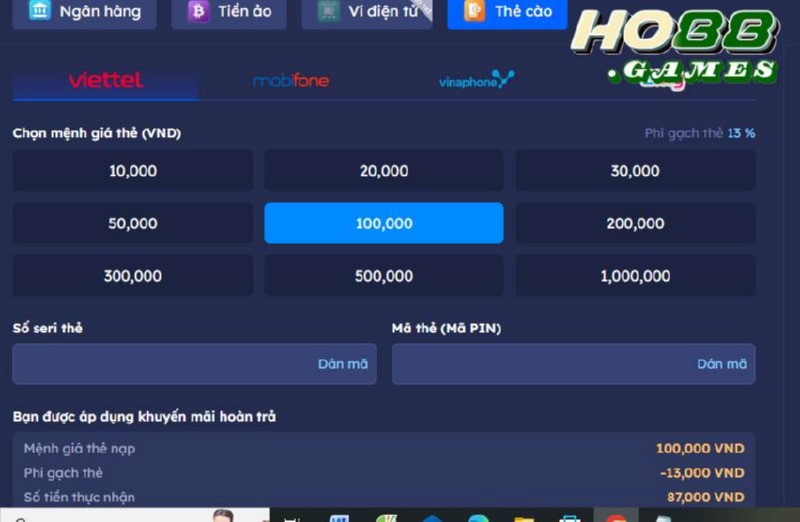 Gửi tiền vào ví game qua thẻ cào điện thoại an toàn, nhanh gọn